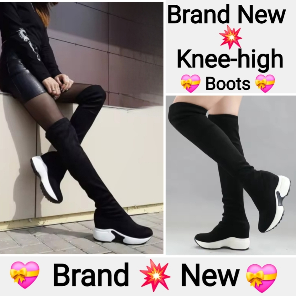 KCHYCV Stretch Fabrics Over The Knee-high Sneaker Boots Women Size 43 (10.5)